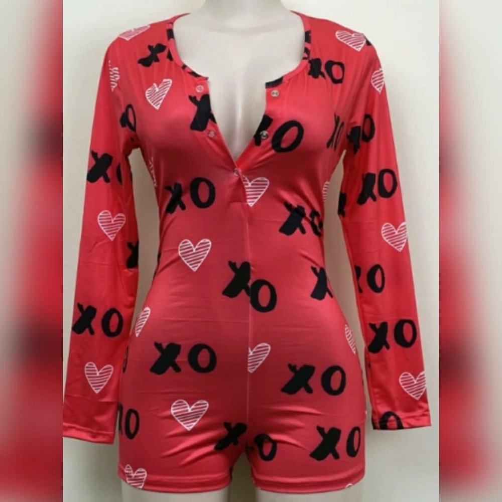 New Women's Red XO Onesie